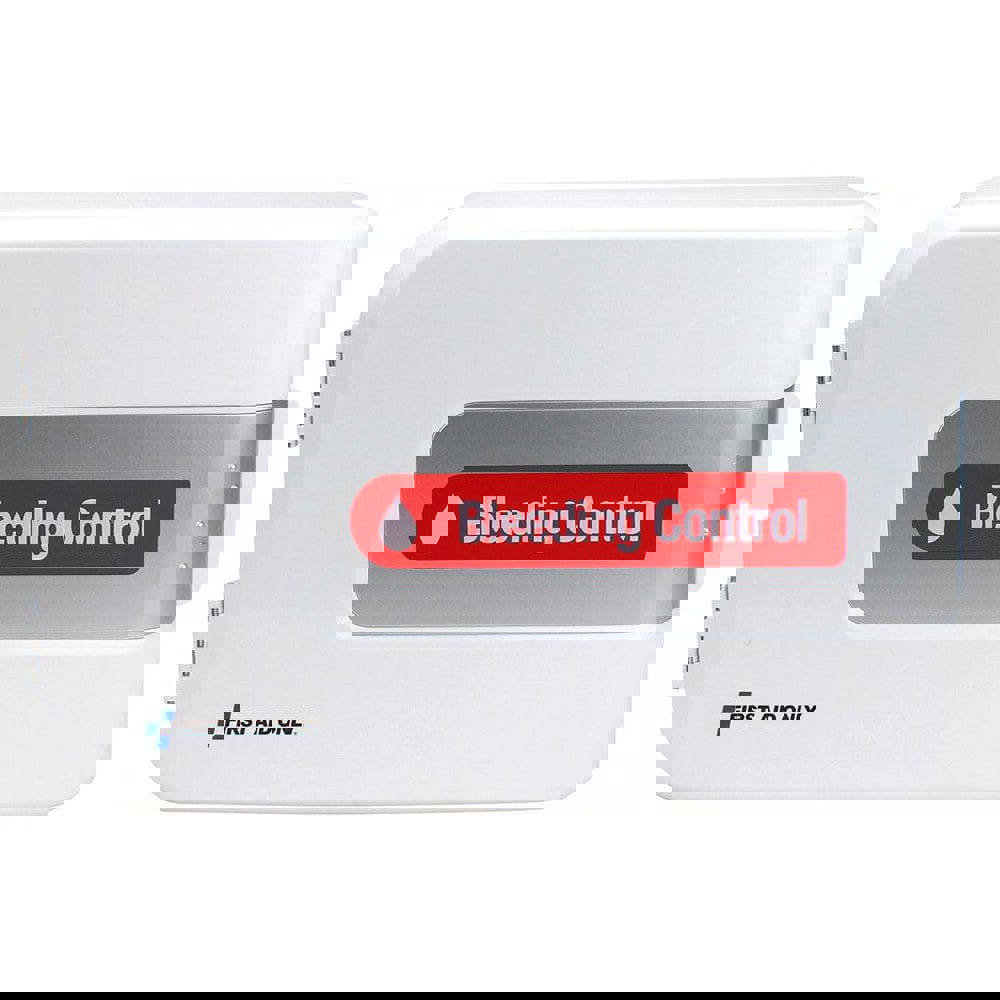 Emergency Prep Kits; Kit Type: Bleeding Control ; Container Type: Cabinet ; Container Material: Plastic ; Color: White ; Overall Length: 15.50in ; Overall Height: 9.75in